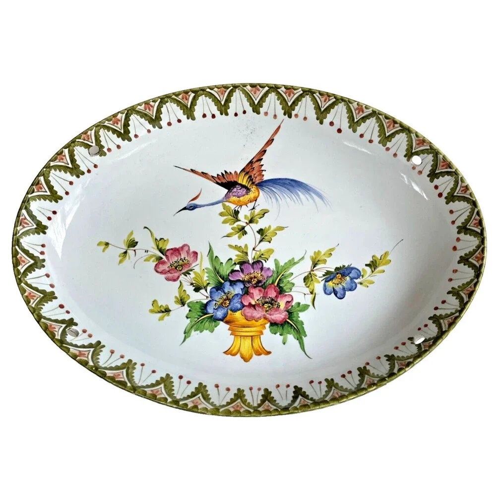 Rare Vintage Italian Floral Oval Platter Bowl 16